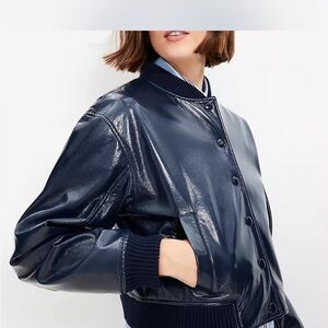 LOFT Navy patent Jacket bimber